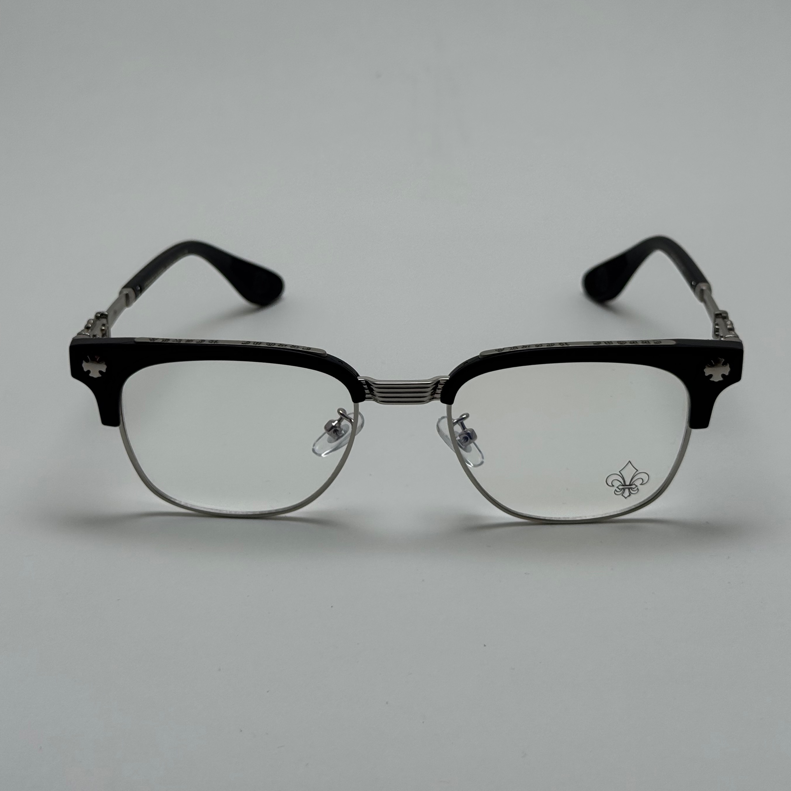 عینک بلوکات کروم هارتز کلاب مستر مشکی نقره ای Chrome Hearts 9217 - کیفیت مستر