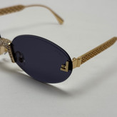 عینک آفتابی زنانه فندی Fendi فریم لس بیضی مدل Oval Frame Diamond Style نگین کاری شده کیفیت مستر مشکی طلایی