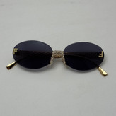 عینک آفتابی زنانه فندی Fendi فریم لس بیضی مدل Oval Frame Diamond Style نگین کاری شده کیفیت مستر مشکی طلایی