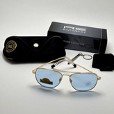 عینک آفتابی خلبانی رندولف شیشه سنگ آبی آسمانی طلایی فول پک RANDOLPH AVIATOR RE 58 24K GOLD