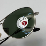 عینک ریبن خلبانی شیشه سنگ پلاریزه سبز با فریم نقره ای به همراه پک کامل ریبن کد Rayban RB 3026