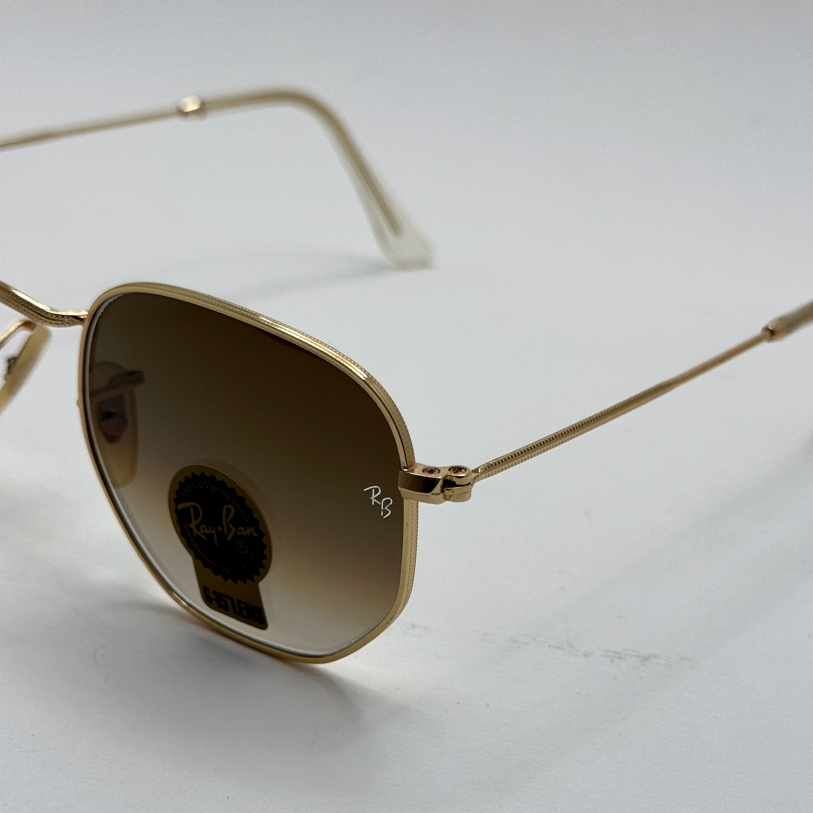 عینک ریبن شیشه سنگ هگزونال قهوه ای هایلایت آنتی رفلکس به همراه پک کامل ریبن کد Rayban RB 3548