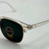 عینک آفتابی کلاب مستر ریبن rayban شیشه سنگ مشکی فریم شفاف به همراه پک کامل RB 3016
