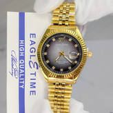 ساعت مردانه اورجینال کیفیت عالی برند EAGLE TIME با کارت اصالت برند طلایی صفحه خاص فیلی مشکی