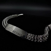 دستبند استیل مردانه پلاک مونت هرمس HERMES زنجیر چهار وجهی دولاین رنگ ثابت کد amp (پس کرایه)