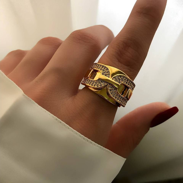 انگشتر زنانه نگین دار طرح گوچی GUCCI فری سایز Freesize رنگ کاملا ثابت کد sm (پس کرایه)