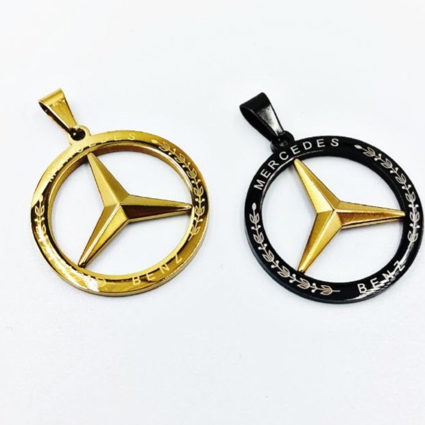 گردنبند و آویز پلاک استیل مردانه طرح مرسدس رنگ کاملا ثابت کد mp (پس کرایه)