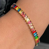 دستبند نگین جواهری طرح تنیسی نگین رنگی تنوع طرح رنگ کاملا ثابت کد tk (پس کرایه)