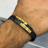 دستبند چرمی قفل و پلاک استیل مردانه برند مونت بلنک Montblanc کیفیت چرم عالی تنوع طرح رنگ ثابت کدbn (پس کرایه)