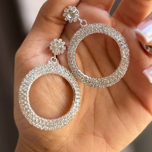 گوشواره طرح جواهری طرح تنیسی دایره نگین تنوع طرح رنگ ثابت کد sm (پس کرایه)