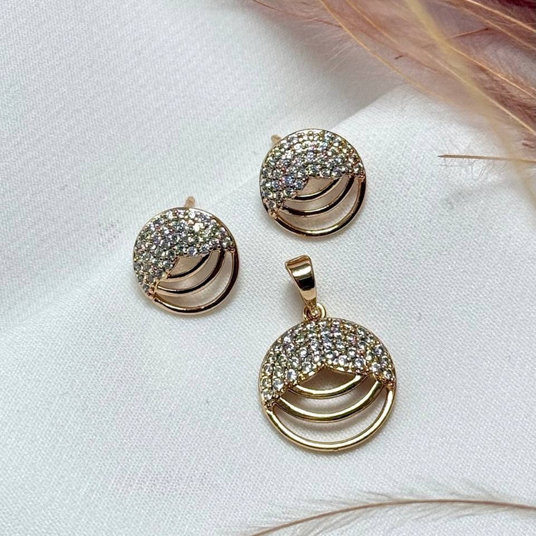 نیم ست گردنبند و گوشواره ژوپینگ زنانه طرح گل تنوع طرح رنگ ثابت کد sm (پس کرایه)