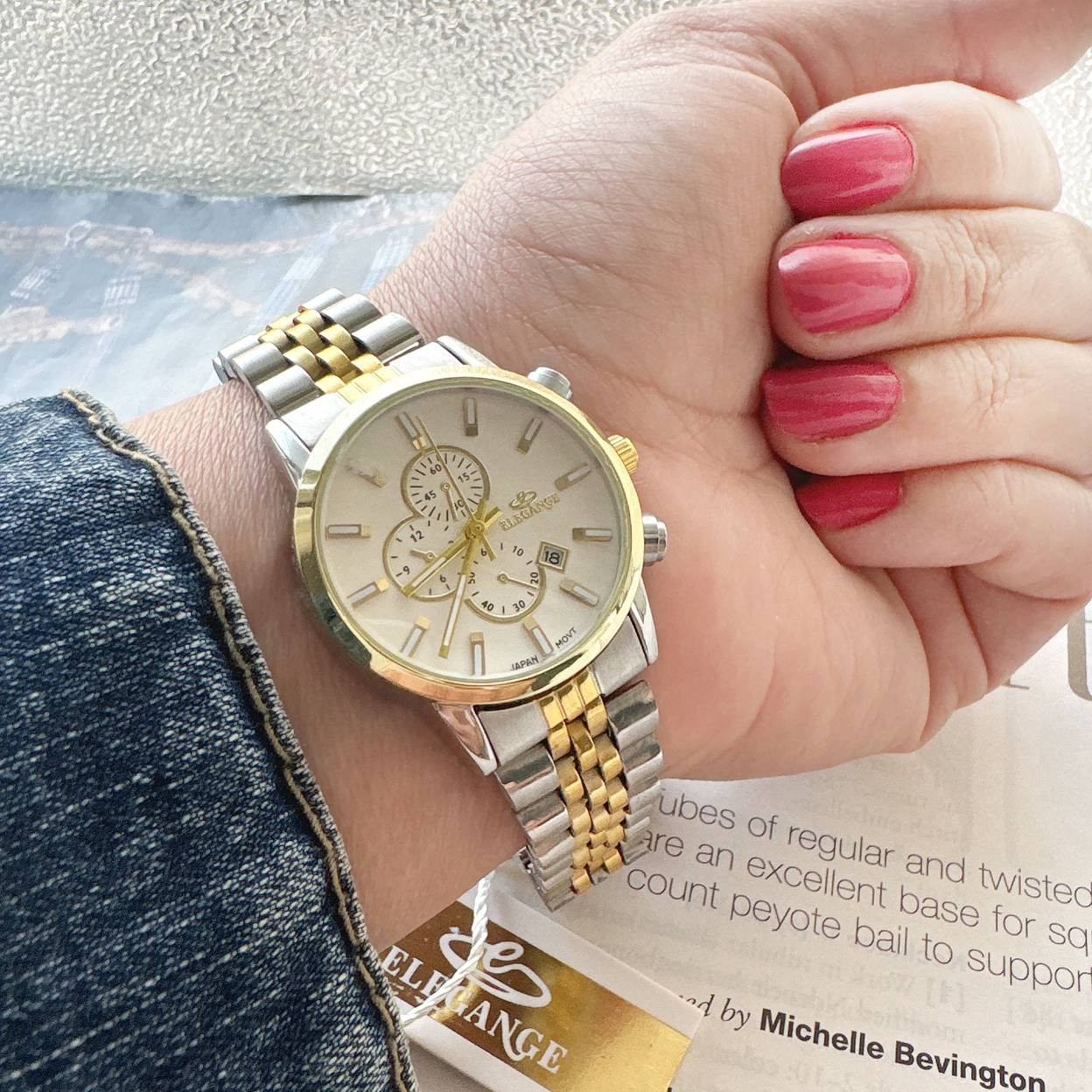 ساعت دخترانه و زنانه تاریخدار ضد آب موتور ژاپن مارک ELEGANCE