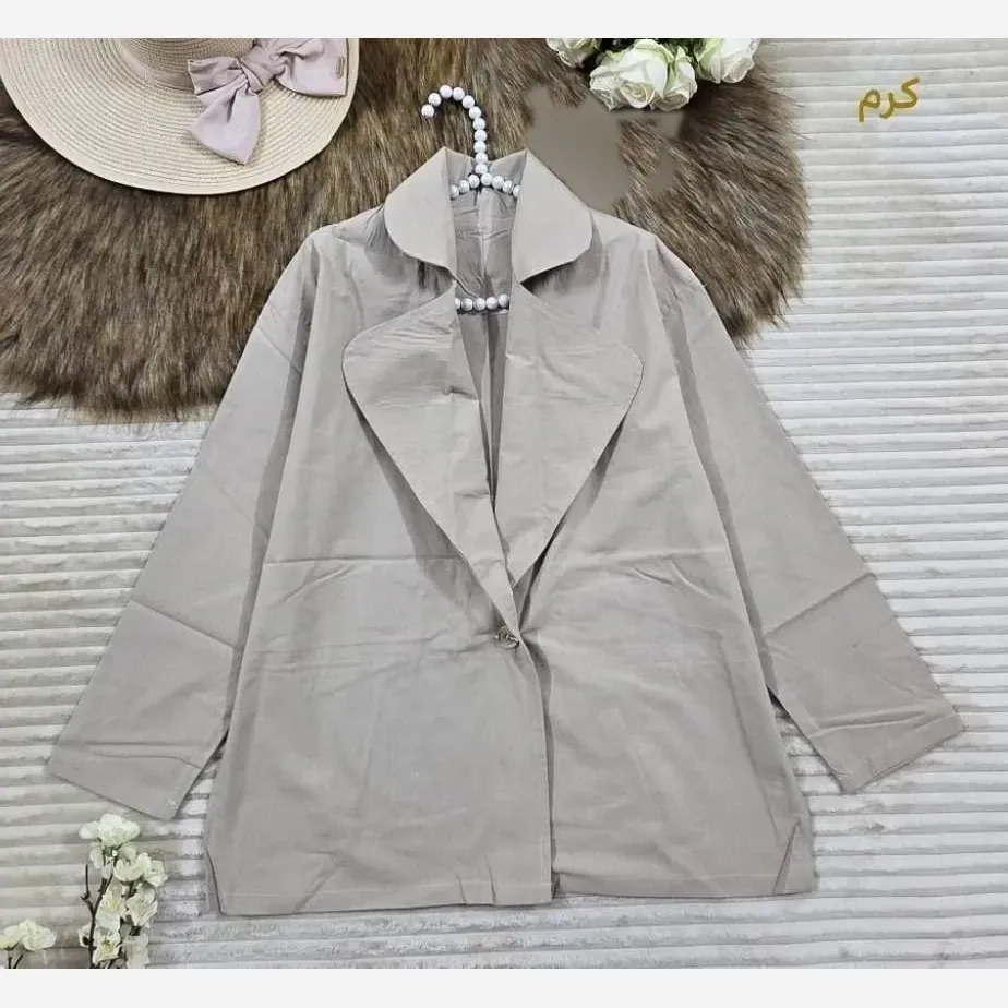 کت یقه انگلیسی لینن زنانه فری سایز رنگی