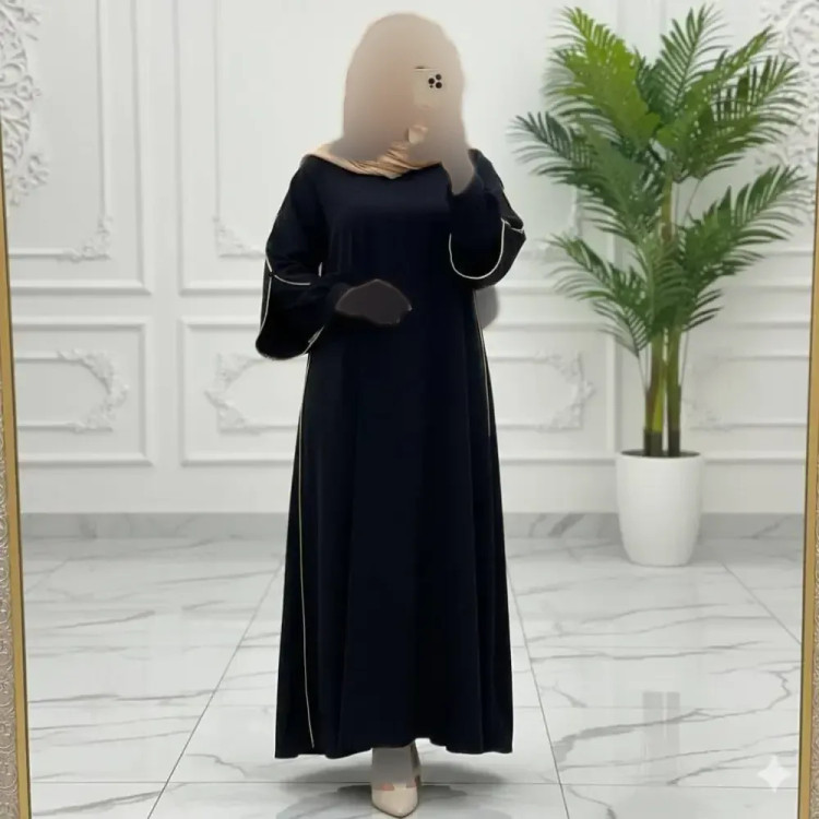 عبای مشکی زنانه مدل ستاره جنس الیزه قد 140