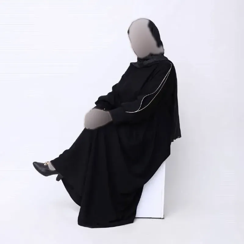 عبای دلناز مشکی الیزه درجه یک سایز یک و دو قد 140 تا 145