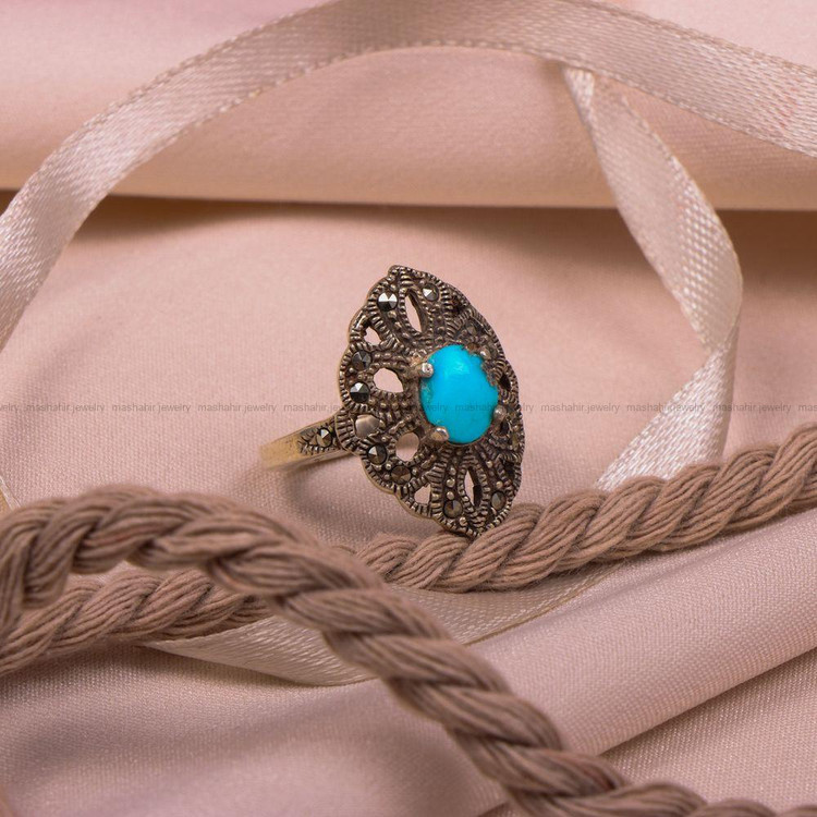 انگشتر فیروزه شجری زنانه کد 8070