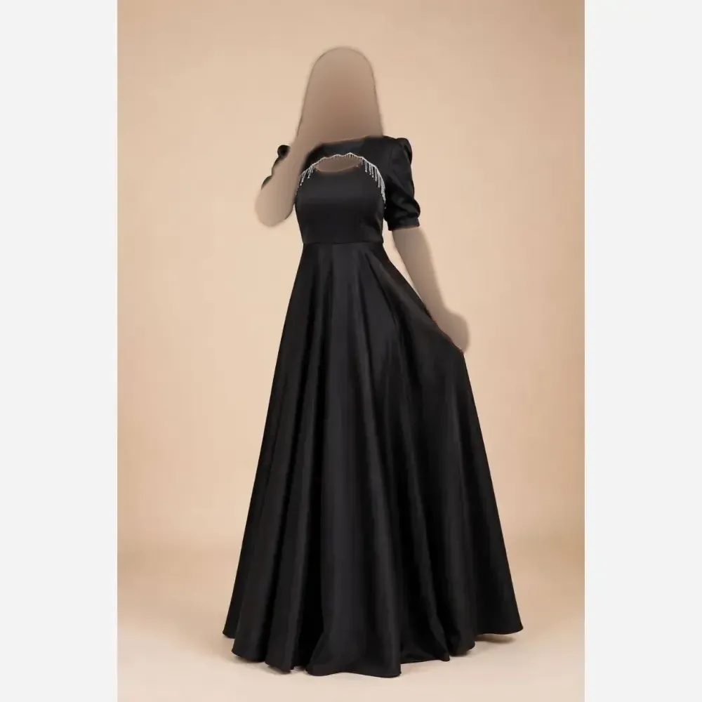 ماکسی ساتن آمریکایی قد 155 رنگ مشکی