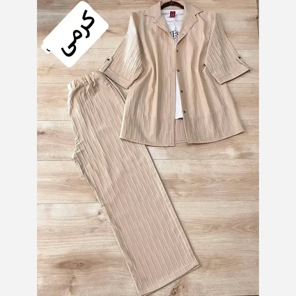 ست بارونی زنانه فائزه جنس ایوا رنگ نسکافه ای و کرمی سایز فری 36 تا 46
