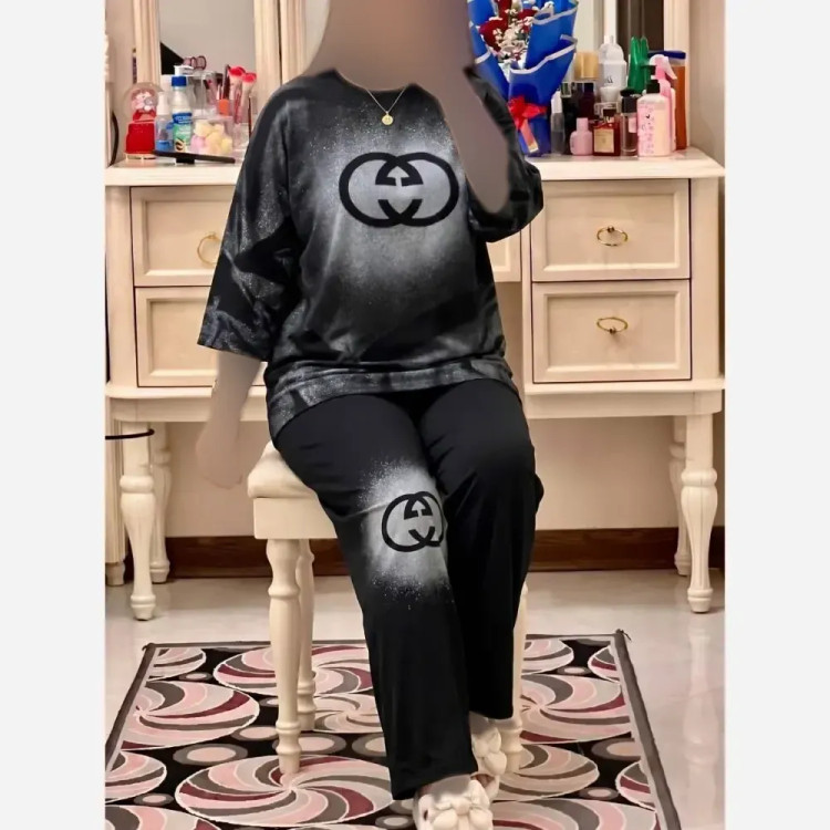 ست ماتریس پنبه گلکسی فری سایز سفید مشکی زنانه