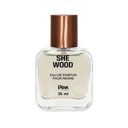 عطر جیبی زنانه پینک ویژوآل مدل She Wood با رایحه تند حجم 30 میلیلیتر