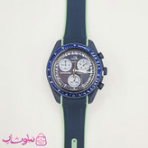 ساعت امگا سواچ moonswatch با بند رابر زنانه مردانه رنگ سرمه ای سبز کیفیت مستر کد 3750