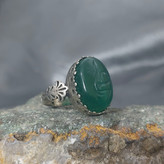 انگشتر نقره روس عقیق سبز حکاکی علی علیه السلام