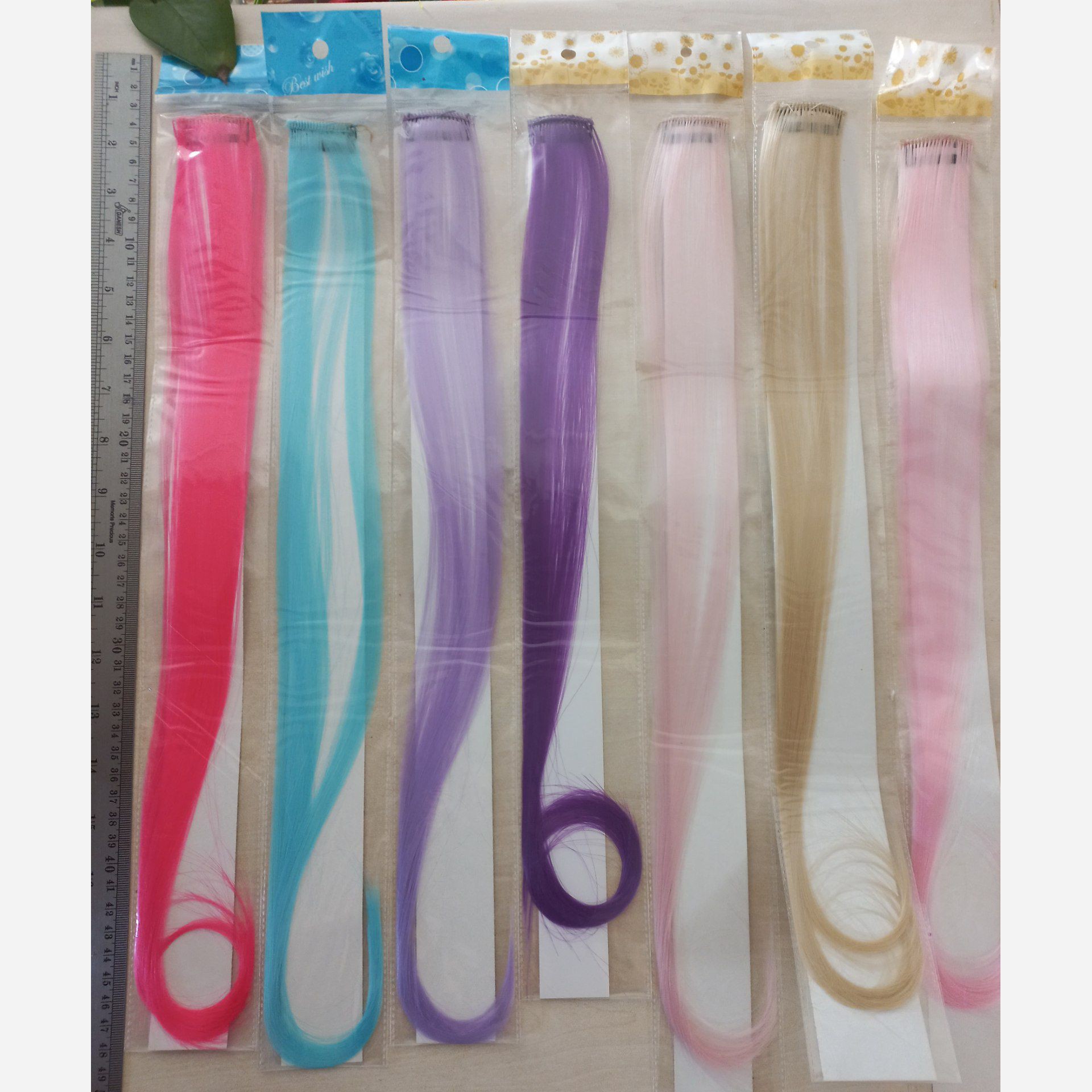 اکستنشن مو مصنوعی موقت فروش عمده (پک 400 عدد) رنگ طبیعی و فانتزی موشاخه ای رنگی موتکه ای تق تقی مو کلیپسی