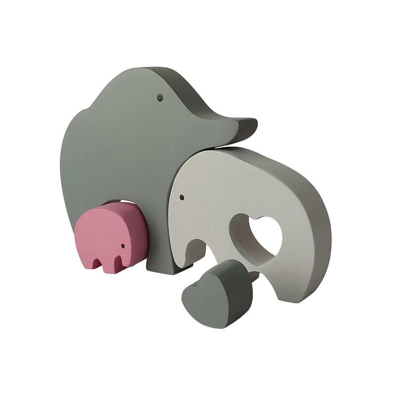 اسباب بازی چوبی طرح پازل فیل قلبی مدل MKT11-O مجموعه 4 عددی