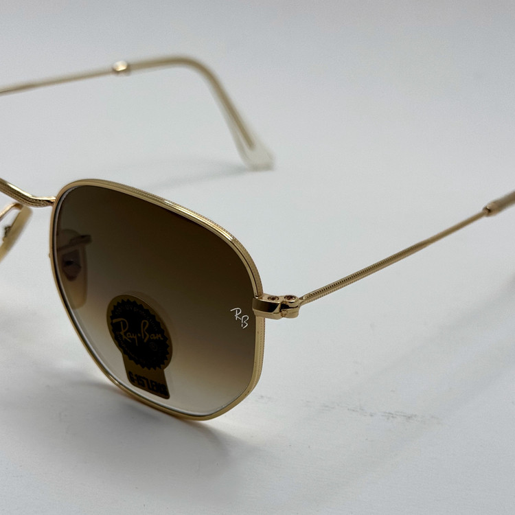 عینک ریبن شیشه سنگ هگزونال قهوه ای هایلایت آنتی رفلکس به همراه پک کامل ریبن کد Rayban RB 3548 (ارسال رایگان)