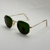 عینک ریبن هگزونال شیشه سنگ سیز فریم طلایی به همراه پک کامل ریبن کد Rayban RB 3548 (ارسال رایگان)