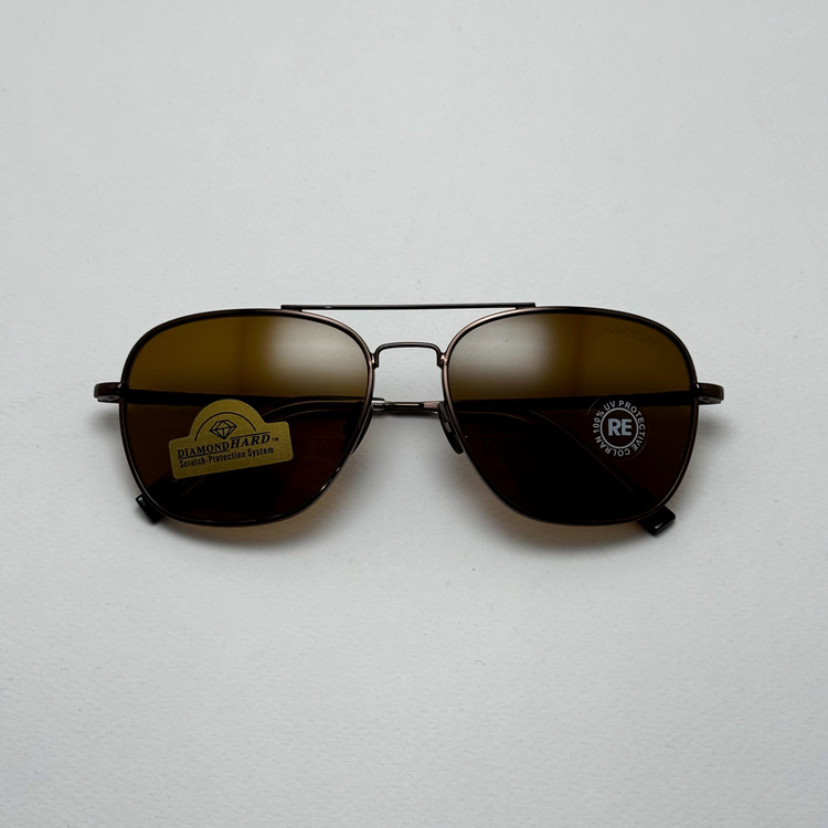 عینک آفتابی خلبانی رندولف شیشه سنگ آنتی رفلکس قهوه ای فریم قهوه ای فول پک RANDOLPH AVIATOR RE 58 24K (ارسال رایگان)