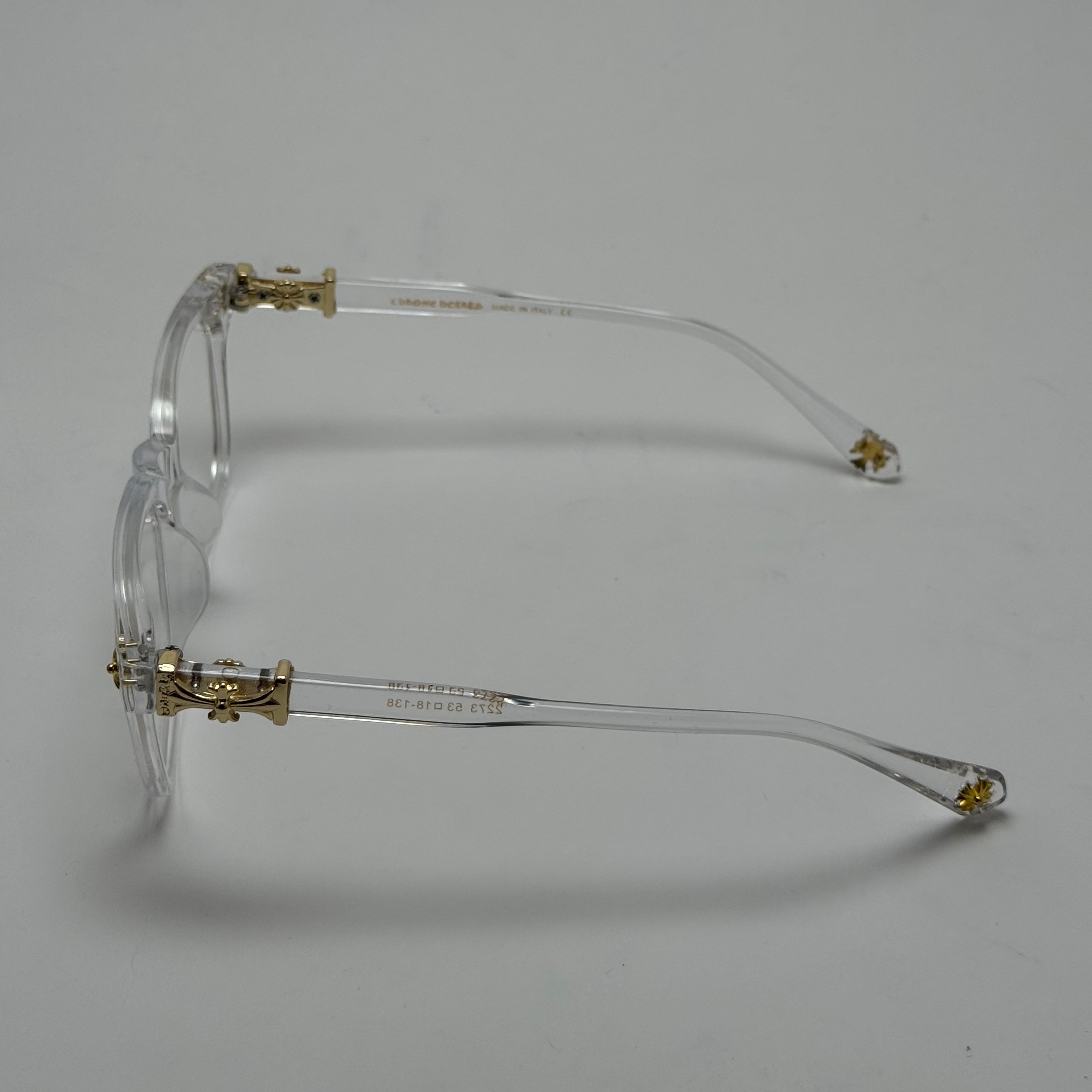 عینک بلوکات کروم هارتز کریستالی طلایی Chrome Hearts 2273 با پک کامل کروم هارتز - کیفیت مستر (ارسال رایگان)