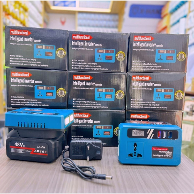 اینورتر چند کاره (وارداتی) Intelligent Inverter converter multifunctional دارای باتری 48 ولت و چراغ قوه ایکس