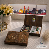 بسته فرهنگی سوغات کربلا 7 قطعه سنگ حرم امام حسین وقاب فرش حرم حضرت عباس وتسبیح عطر و آب سرداب حرم حضرت عباس