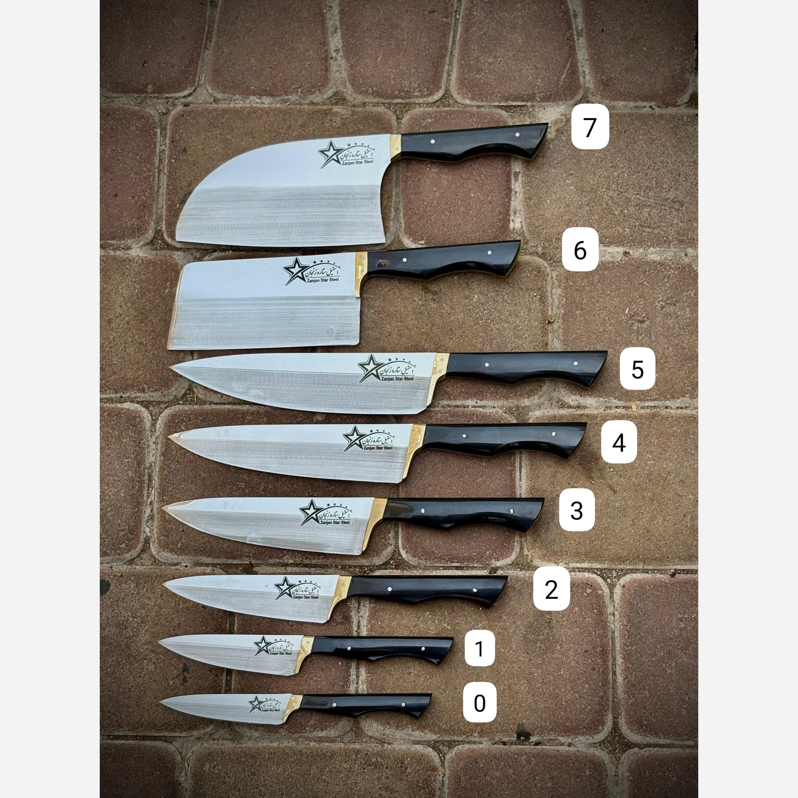 چاقو آشپزخانه ستاره شماره 1 دسته فیبر رنگ مشکی تیغه استیل ضد زنگ