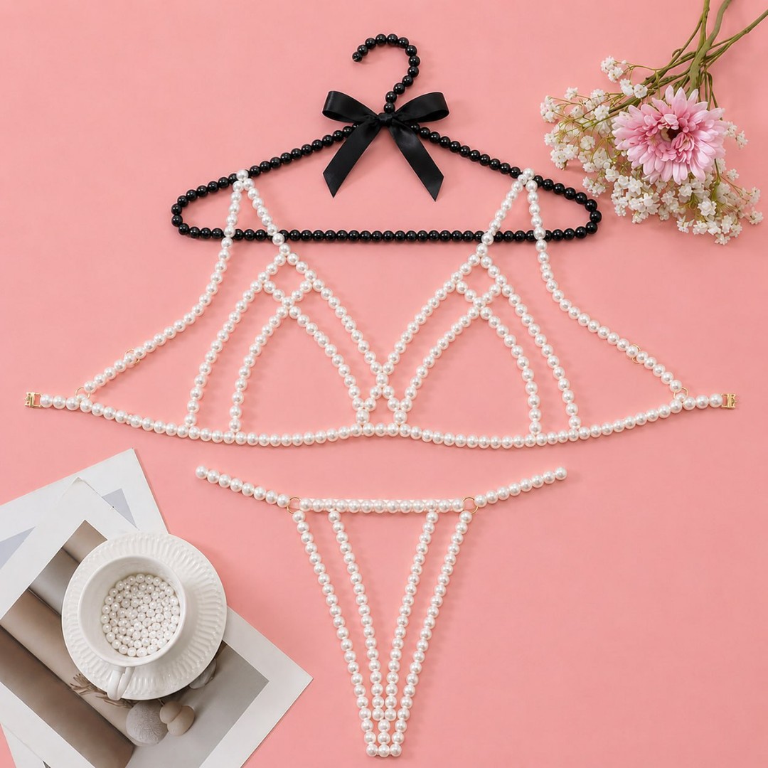 ست لباس زیر مرواریدی ست شورت و سوتین ست لباس خواب